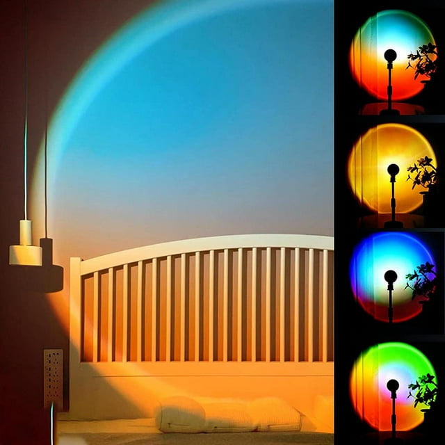 Sunset Lamp, Sunset Projection Lamp, 16 Multiple Colors Changing RGB LED Projector Rainbow Night Light with Strobe Effect ATTOE tic Home Décor for Wall Bedroom Living Room Party Accessories