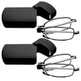 thumbnail image 1 of Reading Glasses 2 Pair Black and Gunmetal Readers Compact Folding Unisex Glasses for Reading Case Included, 1 of 5