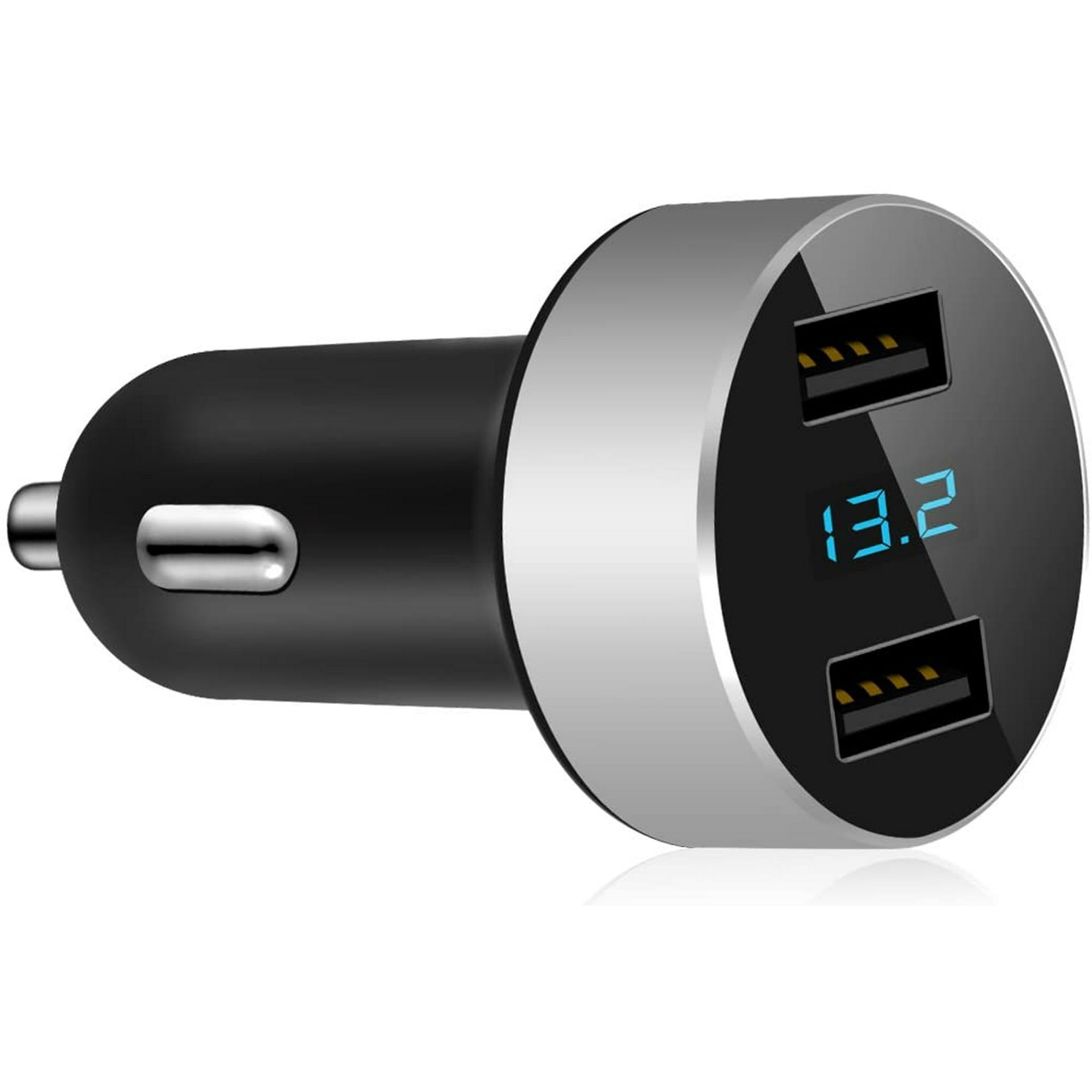 Dual USB Car Charger, Output,Cigarette Lighter Voltage Meter Compatible  with Apple iPhone,iPad,Samsung Galaxy ,LG ,Google Nexus,USB Charging  Devices,Silver | Walmart Canada