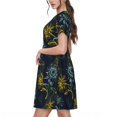 thumbnail image 2 of Wukai Robe à Manches Courtes Imprimé Tournesols pour Femmes, Robe Décontractée Confortable, Mélange Spandex Doux, Tenue Élégante pour l'Été, 2 of 6