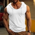 thumbnail image 2 of uikmnh Men T Shirts Male Summer Solid Color Sleeveless Loose Fitness Sports Hooded Vest Top Size:L, 2 of 6