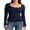 Navy, variant on Baby Sweetie Women Basic T-shirt Long Sleeve Low-cut Lace Trim Solid Slim Fit Ladies Fall Tops Streetwear