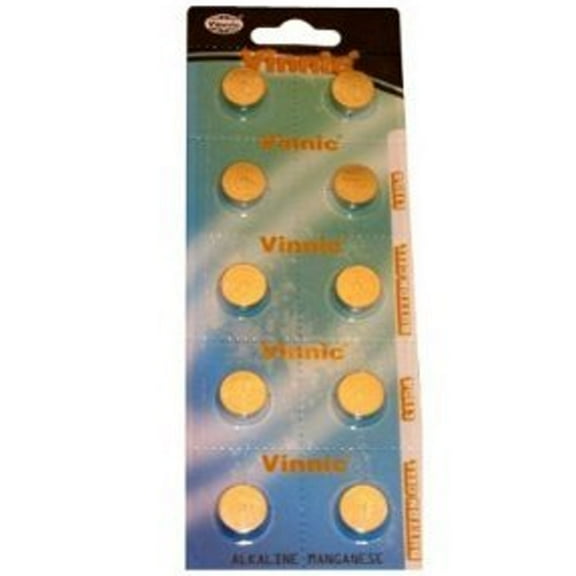Vinnic L1154-C10-Ag13 Alkaline Manganese Button (Pack of 10) Cells
