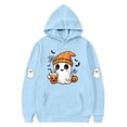 thumbnail image 4 of HAOTAGS Girls Halloween Ghost Print Hooded Fleece Sweatshirt with Pocket, Graphic Warm with Pocket Long Sleeve Pocket Sweater Blue Size 14, 4 of 4