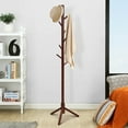 thumbnail image 3 of Giantex Wooden Coat Rack Standing, Coat Tree w/2 Adjustable Height, Hanger Stand w/8 Hooks for Clothes, Hats, Bags, Umbrellas, in Home, Office, Walnut, 3 of 8