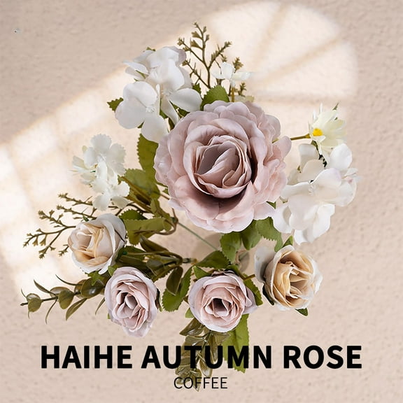 Danhjin Fake Flowers, Artificial Flowers Sea Rose for Outdoors Indoors Decoration Weather Proof Faux Flowers, for Garden Porch Patio Graveside Home Decor, Flowers for Decoration