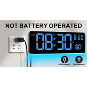 XREXS Digital Wall Clock Large Display, 16.5 LED Wall Clock with 6 Color Changes Night Lights, Auto DST, Count Up/Down Timer Clock with Remote Control for Living Room Bedroom Office Wall Decor