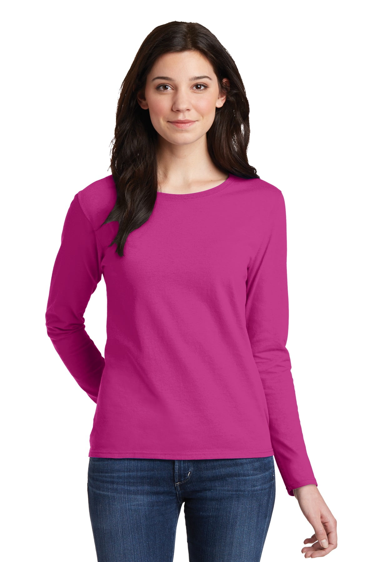 Gildan Women's 100 Percent Cotton Long Sleeve T-Shirt. 5400L - Walmart.com