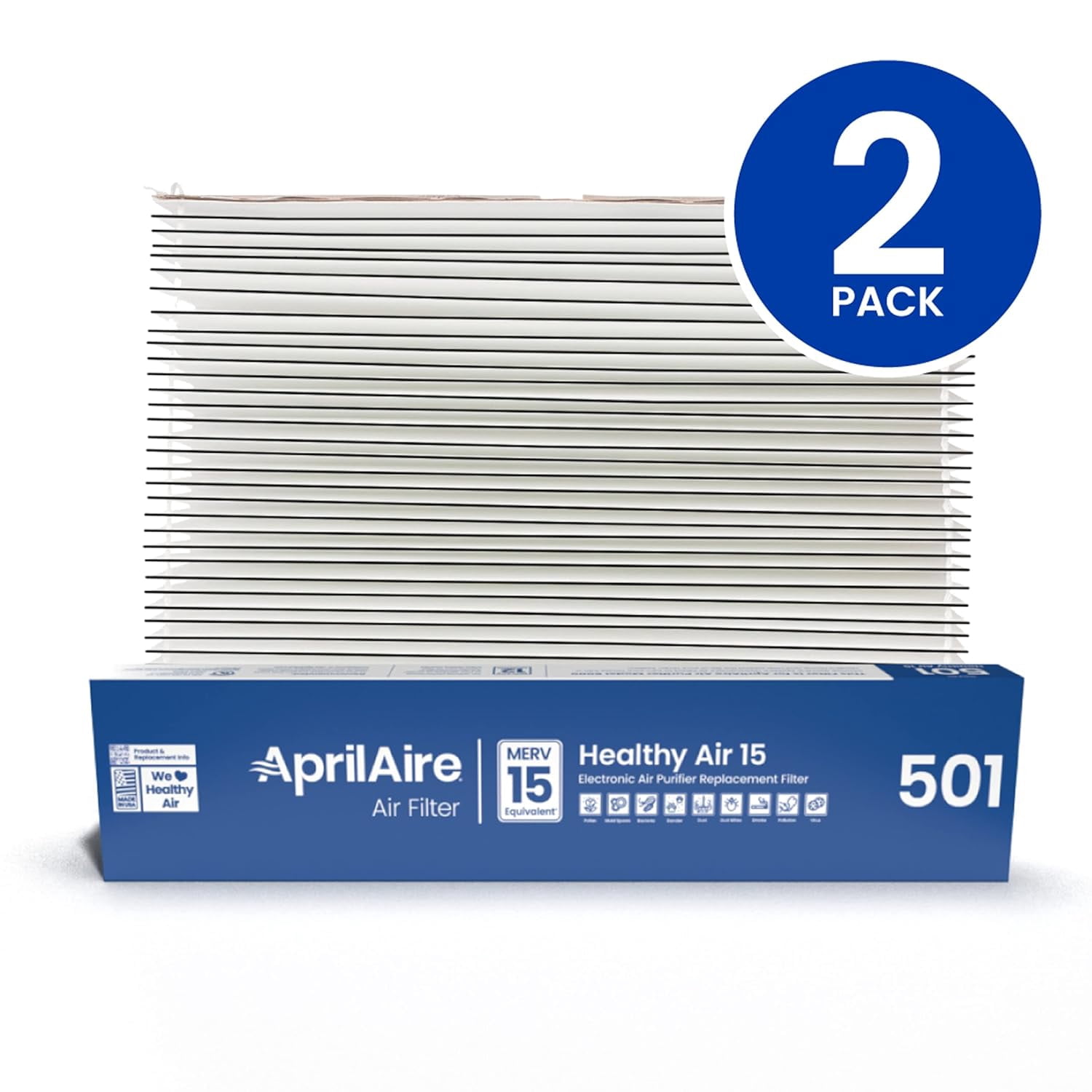 AprilAire 501 Replacement Filter for AprilAire Whole-House Electronic Air Purifier Model 5000 - MERV 16 Allergy, Asthma & Virus Filter (Pack of 2)