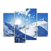 Ski on Colorado Snow Mountain Wall Art Winter Rocky Mountains In United States Landscape 4 Pieces Paintings Prints On Canvas Modern Artwork For Living Room Home Decoration