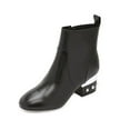 thumbnail image 4 of Isa Tapia Women 2" Low Block Heel Ankle Calf Leather Black Zip Boots Shoes, Size 38, 4 of 5