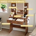 thumbnail image 3 of FANRAL Vanity Desk with LED Lighted Mirror and Power Outlet,Makeup Vanity Table with Storage Drawers,3 Lighting Modes and Adjustable Brightness,Dressing Table for Bedroom,Walnut Vanity, 3 of 7