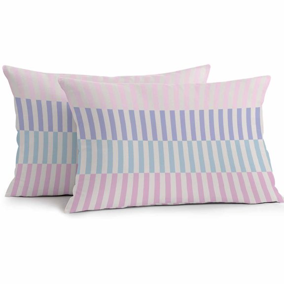 Outdoor Waterproof Pillow Covers Pack of 2, Abstract Stripe Classic Pink Blue Lines Art Decorative Throw Pillowcases Cushion Covers for Garden Patio Tent Sofa Couch, 20x12 inch