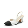 thumbnail image 4 of BURUDANI Women Slingback Low Chunky Heels Pumps Ankle Strap Cap Toe Pumps Shoes WHITE Size 7, 4 of 8