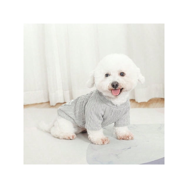 1pc Classic Cable Knit Plain Color Pet Sweater, Ideal For Autumn & Winter Daily Wear