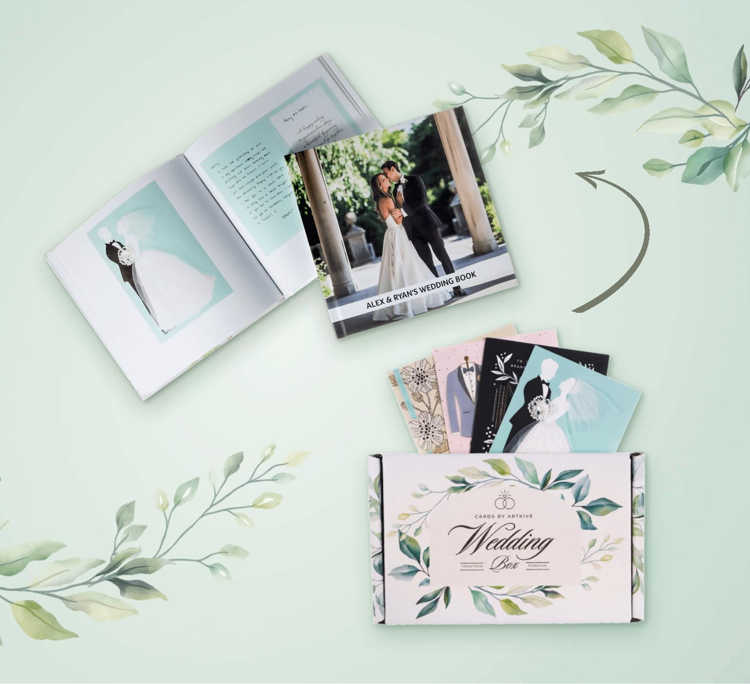 Cards By Artkive Wedding Card Keepsake Album - We Transform Your Cards into a Keepsake Premium Organizer Book, Combine with Uploaded photos, Save the Date, Menus and other detail (Recycle Cards)