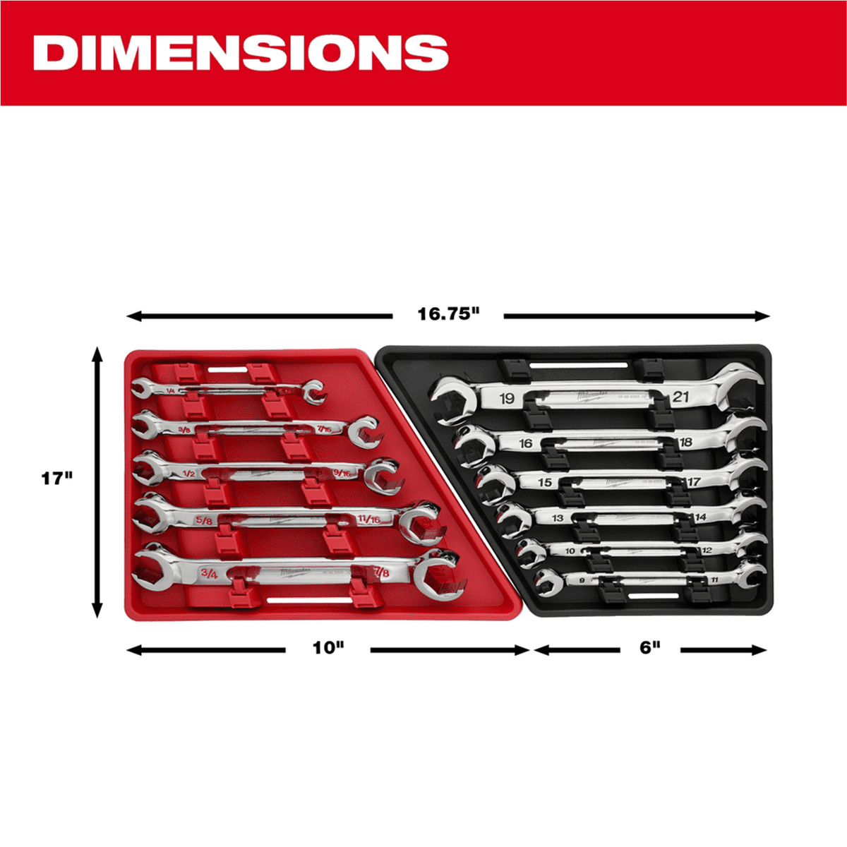 Milwaukee Tool 6pc Double End Flare Nut Wrench Set - Metric