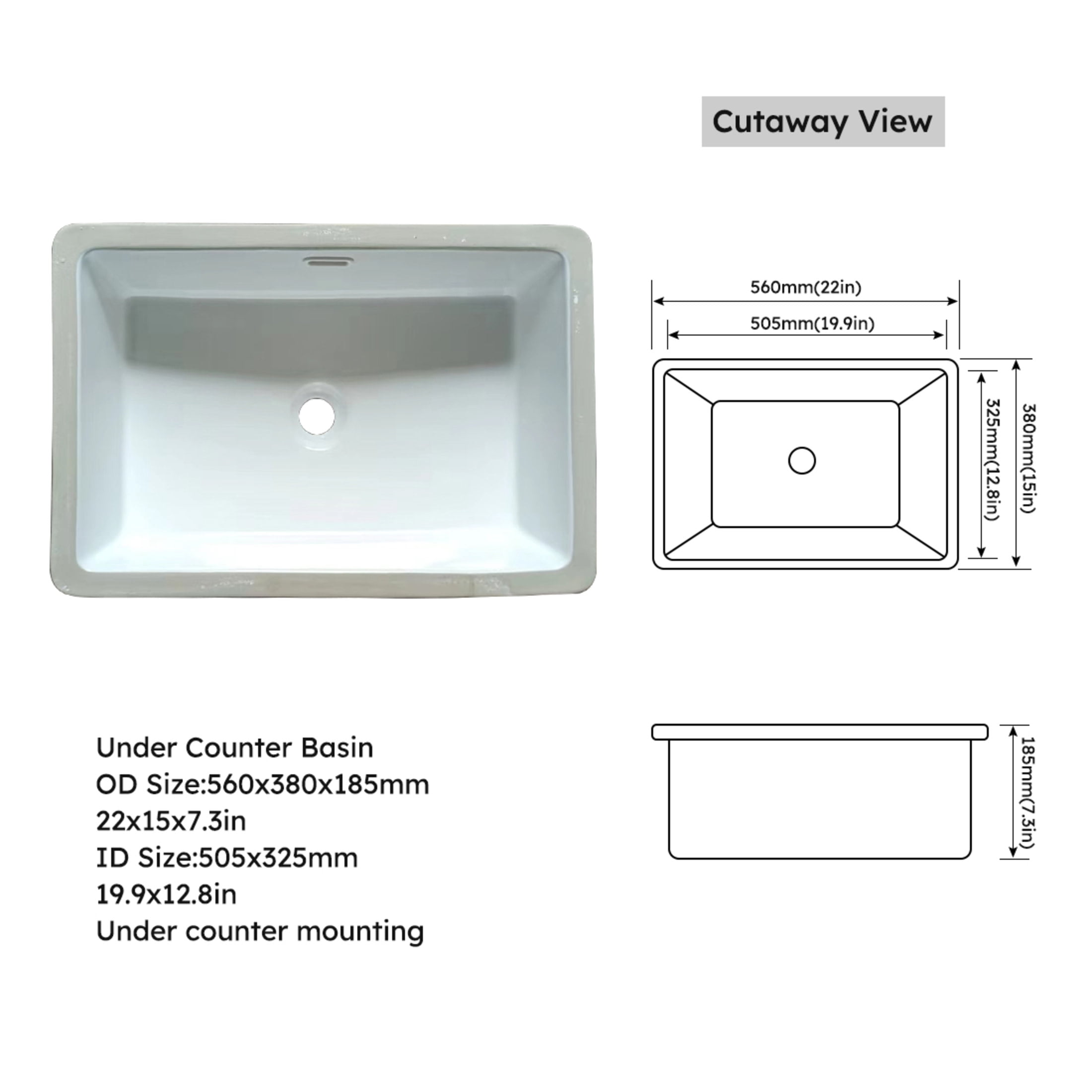 Noble House 31-Inch Bathroom Vanity Top with Undermount Sink, Backsplash, 3 Pre-Drilled Faucet Holes, White