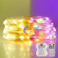 thumbnail image 2 of Ariceleo 2 paquetes de luces de cadena de color blanco cálido y multicolor con pilas de 5 m/16,4 pies. Temporizador de Control remoto de 50 LED, 12 modos opcionales, luces de hadas con batería centell, 2 of 5