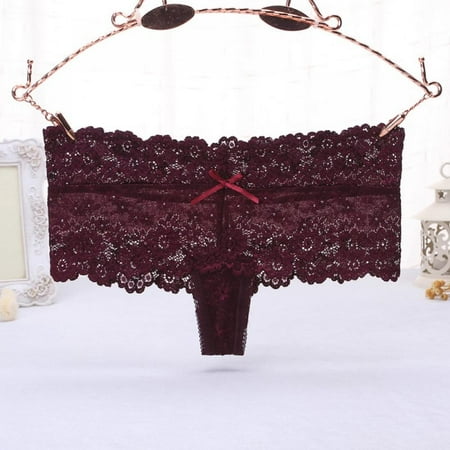 

Popvcly Sexy Underwear Women Bow Lace Intimates Sexy Breathable Transparent Lingerie Panties Briefs