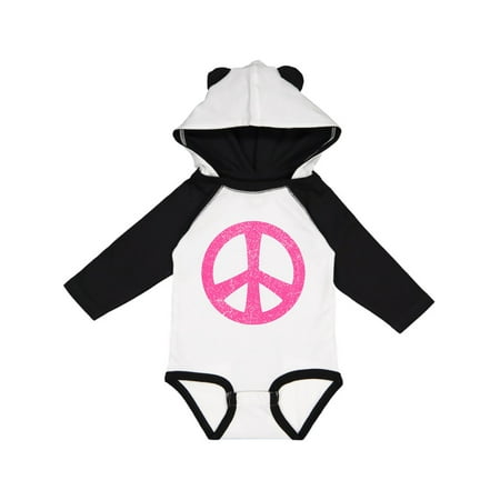 

Inktastic Peace Sign Pink Retro Gift Baby Girl Long Sleeve Bodysuit
