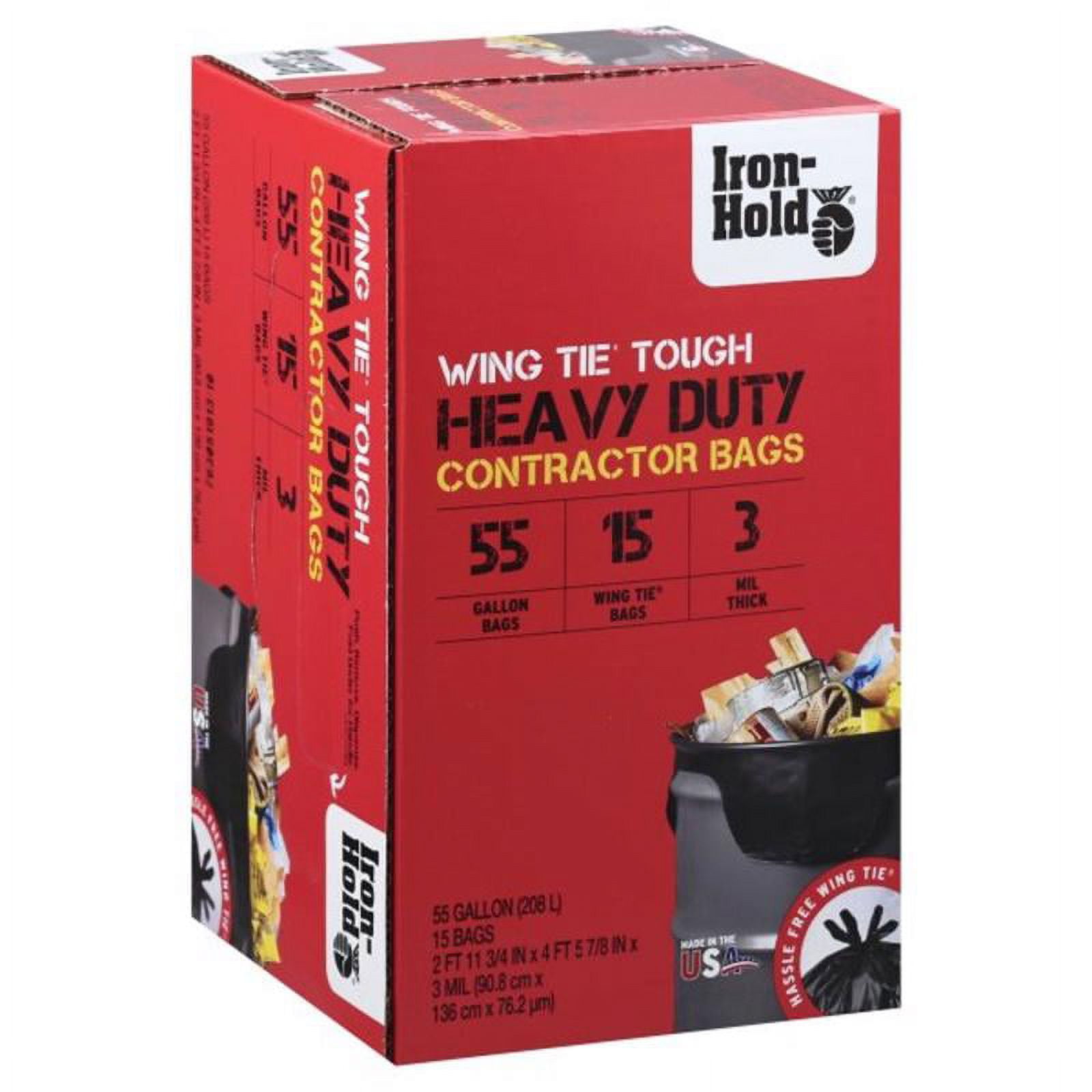Iron Hold 55 Gal. Trash Bags Includes Twist ties (40 Count)