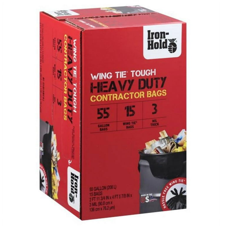 Iron-Hold® 55 Gallon Wing-Tie Contractor Trash Bags - 15 Count at Menards®