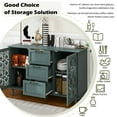 thumbnail image 5 of LFGUIZO 47″ Green Cabinet with Heart-Shaped Carved Doors Bohemia Sideboard with 3 Drawers 2 Doors and 2 Shelves Accent Storage Living room TV Stand, 5 of 7