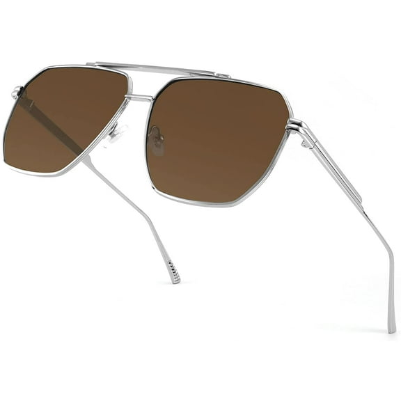 FEISEDY Retro Oversized Aviator Sunglasses for Women Men Trendy Square Shades UV400 Metal Sun Glasses B2874