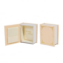 Book Shaped Magnetic Jewelry Box for Ring and Necklace Love Story Book Ring Box for Proposal,Wedding,Valentine's Day Surprise Ring Box for Anniversary,Gift Box for Wife,Girlfriend Beige