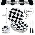 thumbnail image 2 of FALIZIFU 50 Pcs Checkered Paper Plates AFN17 Inch Black and White Checkered Dessert Plates Disposable Dinner Plates for Racing Theme Party Birthday Baby Shower Decoration Race Car Paper Plates, 2 of 3
