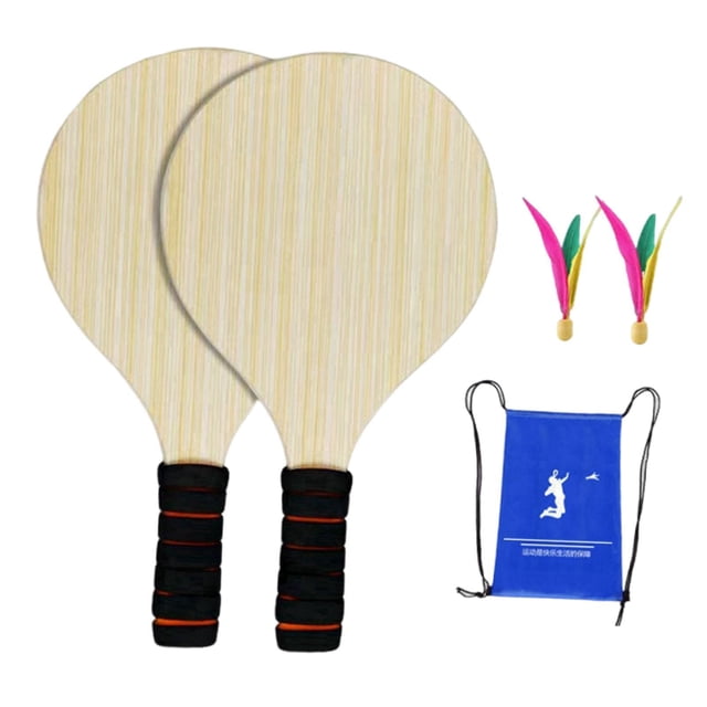 Almencla 2 Pieces Kids Badminton Paddle Set Pickleball Physical Exercise Toys Badminton Racket Shuttlecock Paddle Set for Beach Family 2 Small Balls