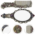 thumbnail image 2 of MasteelfCA 1 Set Vintage Makeup Mirror Cosmetic Mirror Handheld Mirror Decorative Mirror with Comb, 2 of 8