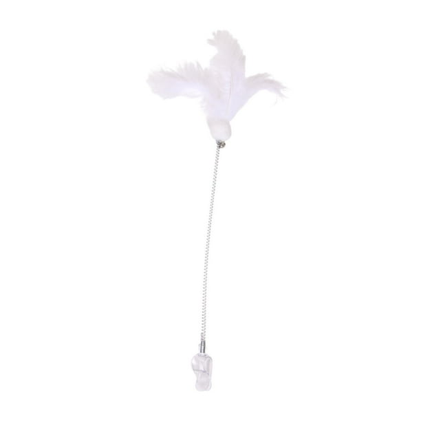 Juguete interactivo para gatos con forma de varita, ligero y con forma de campana de plumas para interiores. Blanco