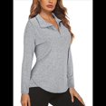 thumbnail image 3 of Sudadera Deportiva de Larga con Cremallera de 1/4 y Protección Solar UPF 50+ para Mujer, de Secado Rápido, para Hacer Ejercicio y Senderismo. Gris S, 3 of 8