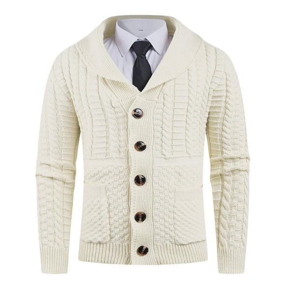 FYDUU Men's Cardigan Sweater Autumn Winter Long Sleeve Casual Cardigan Button Down Knitted Sweaters Solid Color Knit Sweater Coat Soft Knit Sweaters