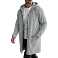 thumbnail image 5 of FSYBOA Men's Zipper Hoodies Size 3XL, Casual Winter Loose Fit Long Sleeve Long Hooded Jackets Gray, 5 of 6