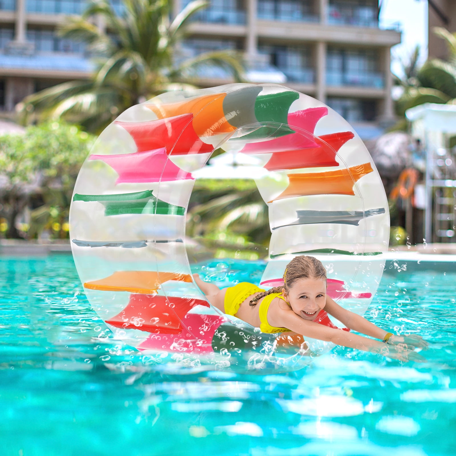 Kids Colorful Inflatable Water Wheel Roller Float Giant Pool Float