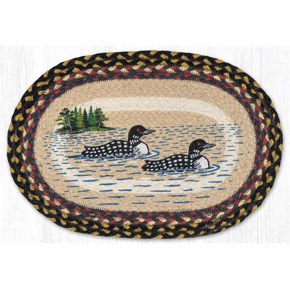 Earth Rug  13 x 19 in. Loon Patch Braided Oval Placemat, Multi Color