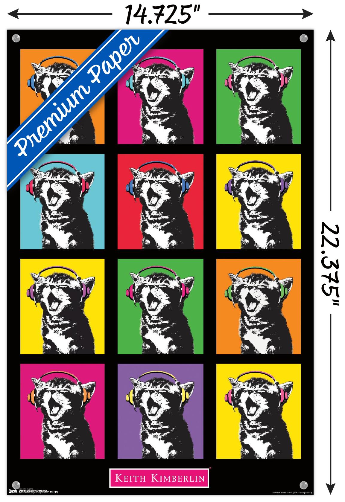 Keith Kimberlin - Kitten - Pop Grid Wall Poster with Push Pins, 14.725" x 22.375"