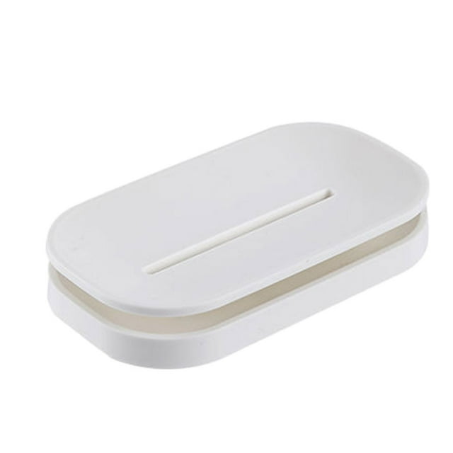 Toystoory Caja de jabón de baño, almacenamiento de doble capa, fácil de limpiar, antideslizante, fácil de instalar, caja de almacenamiento Juegos de accesorios de baño blanco nórdico
