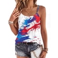 thumbnail image 2 of Women's 250th Anniversary Cami Tops Spaghetti Strap Sleeveless Flag Print Celebration Vest Soft Casual Summer Daily Tank Top,S,#01 White, 2 of 5