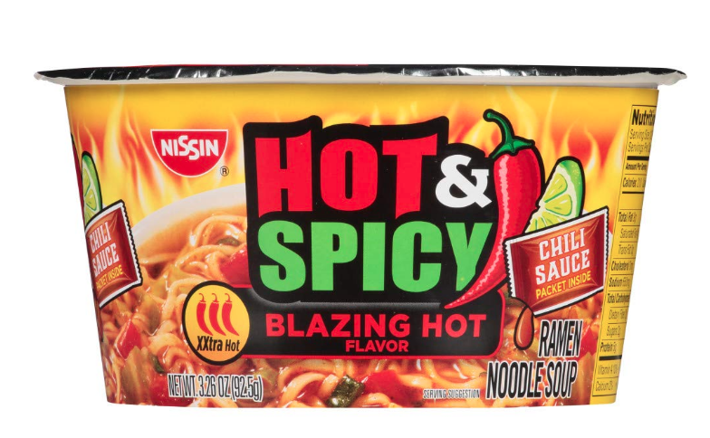 Blazing Hot Flavor Hot And Spicy Chili Sauce Ramen Noodle Soup bowl, 3.26 Ounce (Pack of 6) XXtra Hot