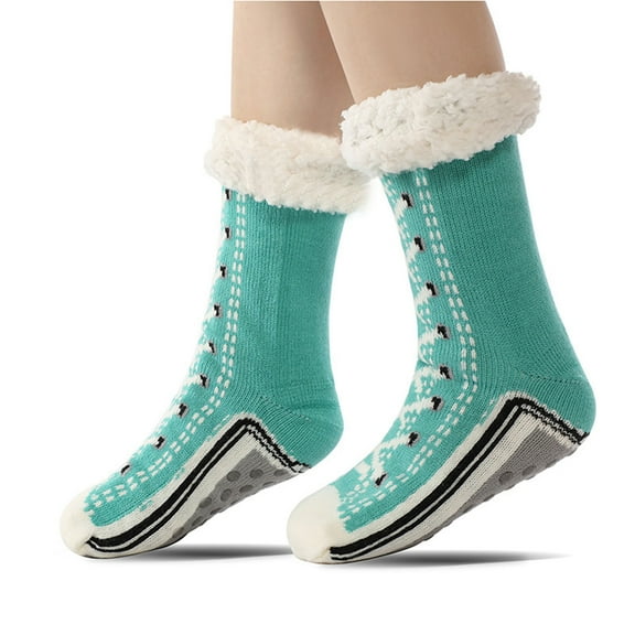 Senfafa Fuzzy Socks Winter Warm Socks for Ladies Thick Fleece Lined Non-Slip Indoor Floor Socks with Grips for Home