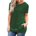thumbnail image 1 of Fiudx Ofertas Relámpago Moda Mujer Casual Cuello Redondo Manga Corta Sólida Señoras Tops Blusa, 1 of 7