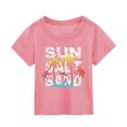 thumbnail image 3 of UFOUND Toddler Girls Tee Summer Coconut Tree Sunset Beach Top Hawaii Vacation Short Sleeve Tropical Shirts For Girl Child Clothes Leisure Dailywear, 3 of 4