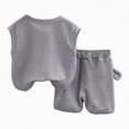 thumbnail image 4 of TOWED22 Toddler Baby Boy Clothes Summer Outfits Sleeveless Waffle-Knit Tank Tops T-Shirt+Casual Shorts 2Pcs Clothing Set(Grey,12-18 M), 4 of 9