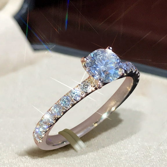 HANXIULIN Silver Women Fashion Trend Single Full Diamond Zircon Ring Ladies Jewelry Diamond Rings for Women Size 6 10