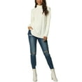 thumbnail image 2 of INSPIRE CHIC Women's Turtleneck Long Sleeve Spilt Hem Tunic Pullover Sweater XL White, 2 of 6