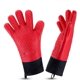 thumbnail image 1 of Guantes de silicona para horno, guantes de cocina antideslizantes con forro de algodón suave, guantes hasta 250 °C, rojos, 1 of 5